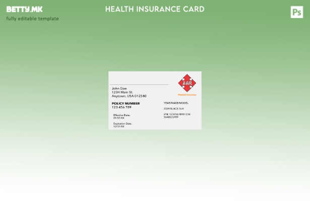 Модерен стил Шаблон за картичка за здравствено осигурување во Уганда